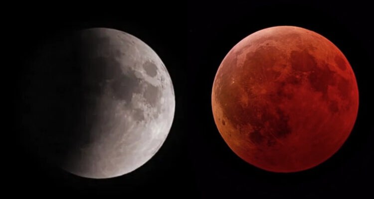 Fotos de eclipses lunares para el ilustrar el eclipse lunar parcial de fiestas patrias