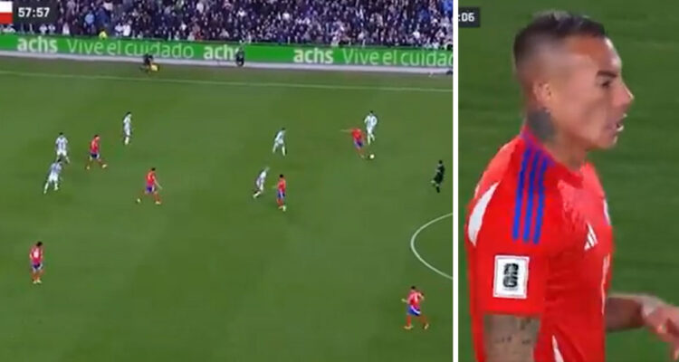 Eduardo Vargas dio un desastroso pase durante la goleada de Argentina sobre Chile.