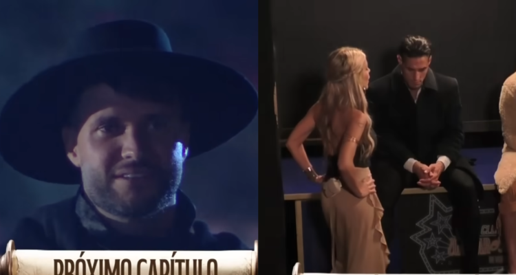 Fabio Agostini (izquierda) y Facundo González con Oriana Marzoli (derecha) en referencia a conflicto en Ganar o Servir