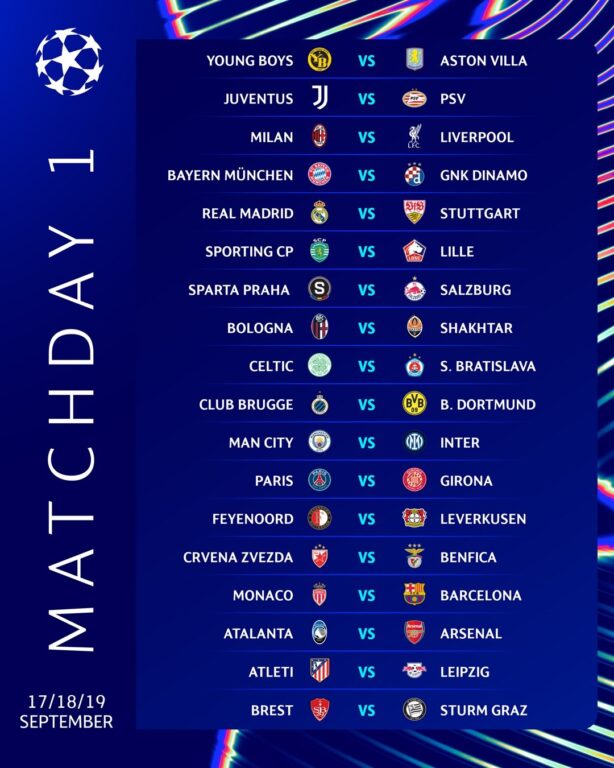 Toda la programación, horarios y dónde ver los partidos de la nueva champions league formato 2024/25 1° fecha liguilla fase de liga quiénes juegan donde ver