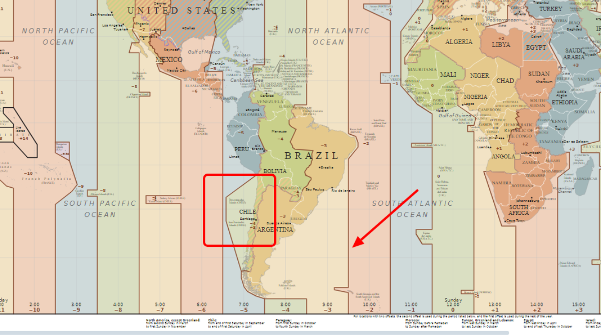 Huso horario de Chile y otros países