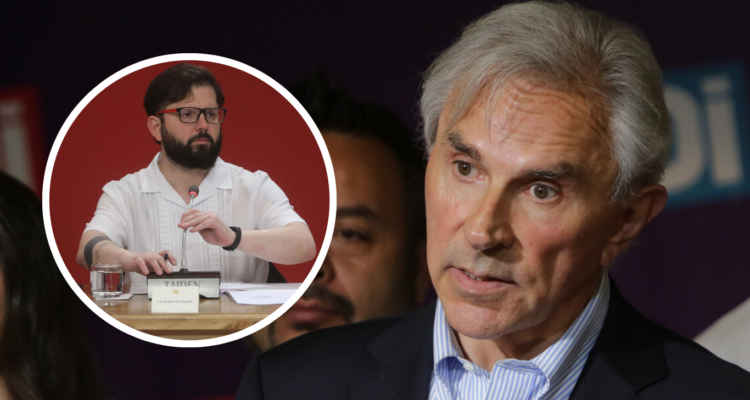 En la imagen, el senador de la UDI, Iván Moreira, y el presidente Gabriel Boric.