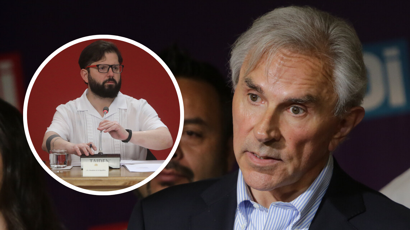 En la imagen, el senador de la UDI, Iván Moreira, y el presidente Gabriel Boric.
