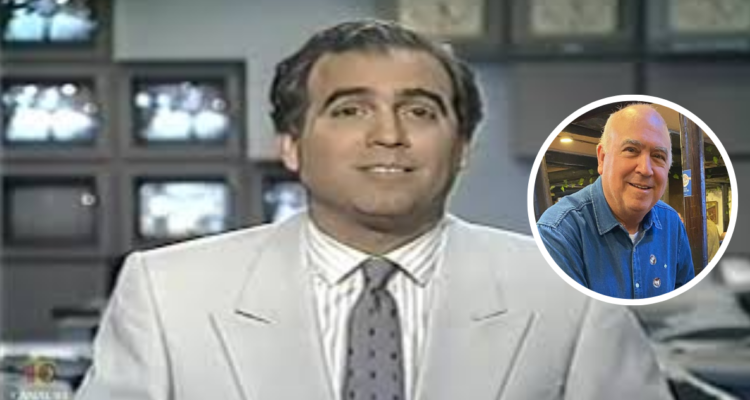 Jorge Díaz en el extinto Telenoche (fondo) y miniatura de la actualidad (miniatura)