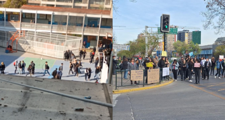 Liceo en Ñuñoa decide suspender clases tras hechos de violencia: encapuchados prendieron fuego