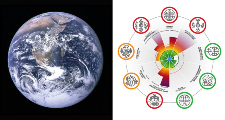 Foto que muestra la Tierra y los límites planetarios