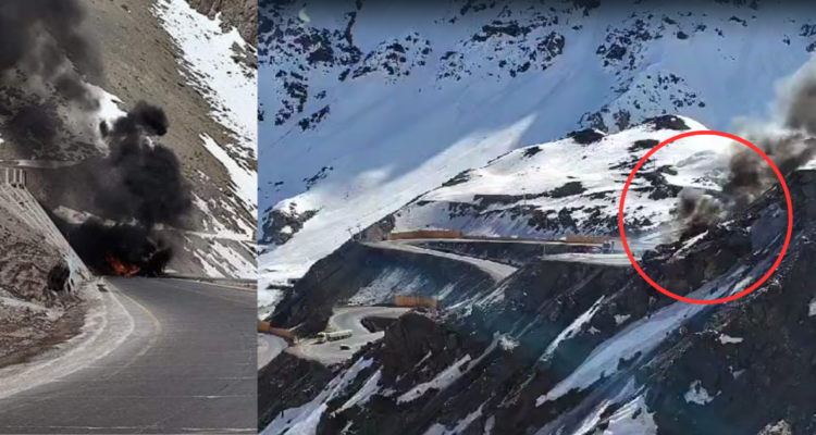 Chofer perdió control de camión en Cuesta Caracoles y desbarrancó: saltó segundos antes