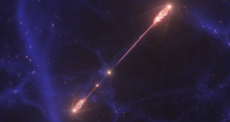 Agujero negro emite colosal chorro equivalente a 23 millones de años luz