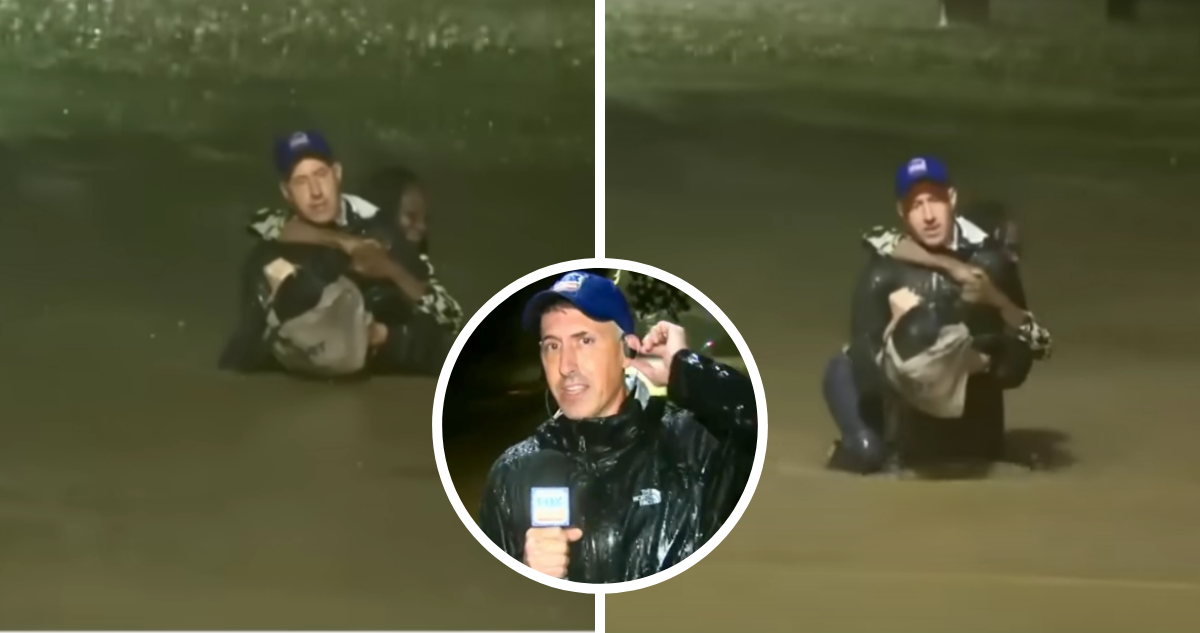 Meteorólogo Bob Van Dillen de Fox News rescatando a mujer atrapada por inundaciones de huracán Helene