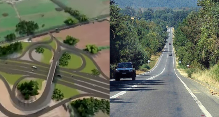 Propuesta de ruta y ruta actual entre Freire y Villarrica.