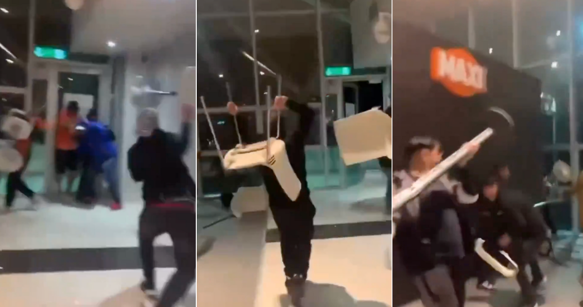 Captan brutal pelea entre hinchas de Colo Colo y Cobreloa en aeropuerto de Calama.