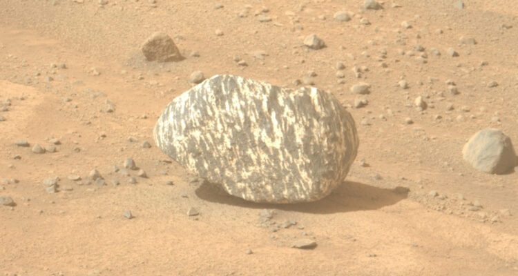 Foto de la “roca cebra” encontrada en Marte