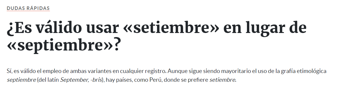 ¿'Setiembre' o 'septiembre'? Esto es lo que dice la RAE respecto a qué es más apropiado