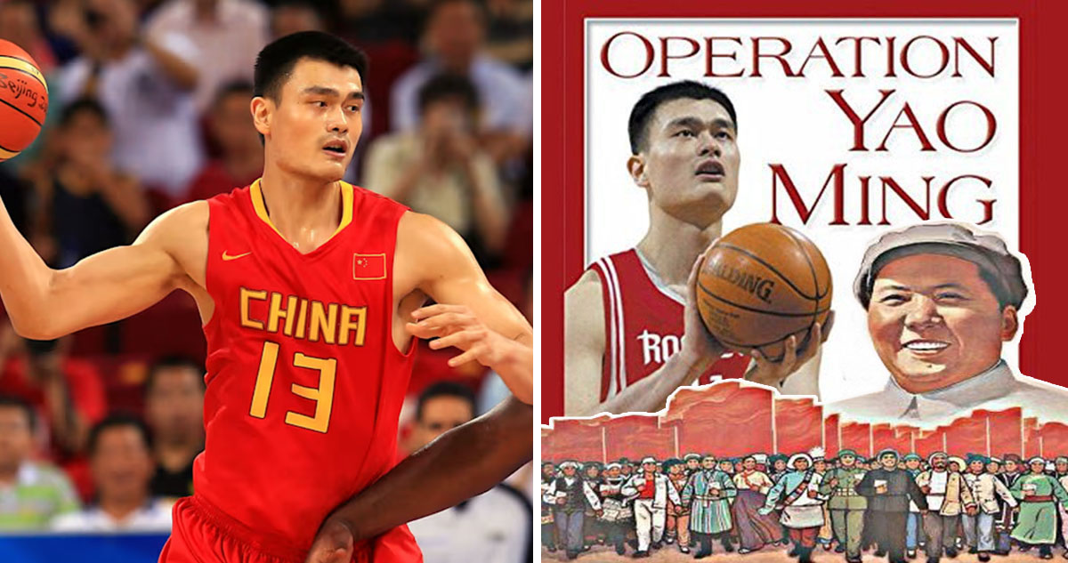 Yao Ming jugando por China y utilizado como propaganda.