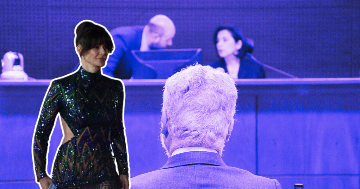 Tonka Tomicic y fotografía de juicio de Luis Hermosilla por caso Audios