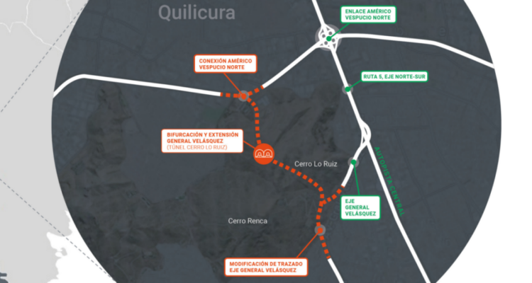 Anuncian construcción de túneles para unir Autopista Central con Vespucio Norte