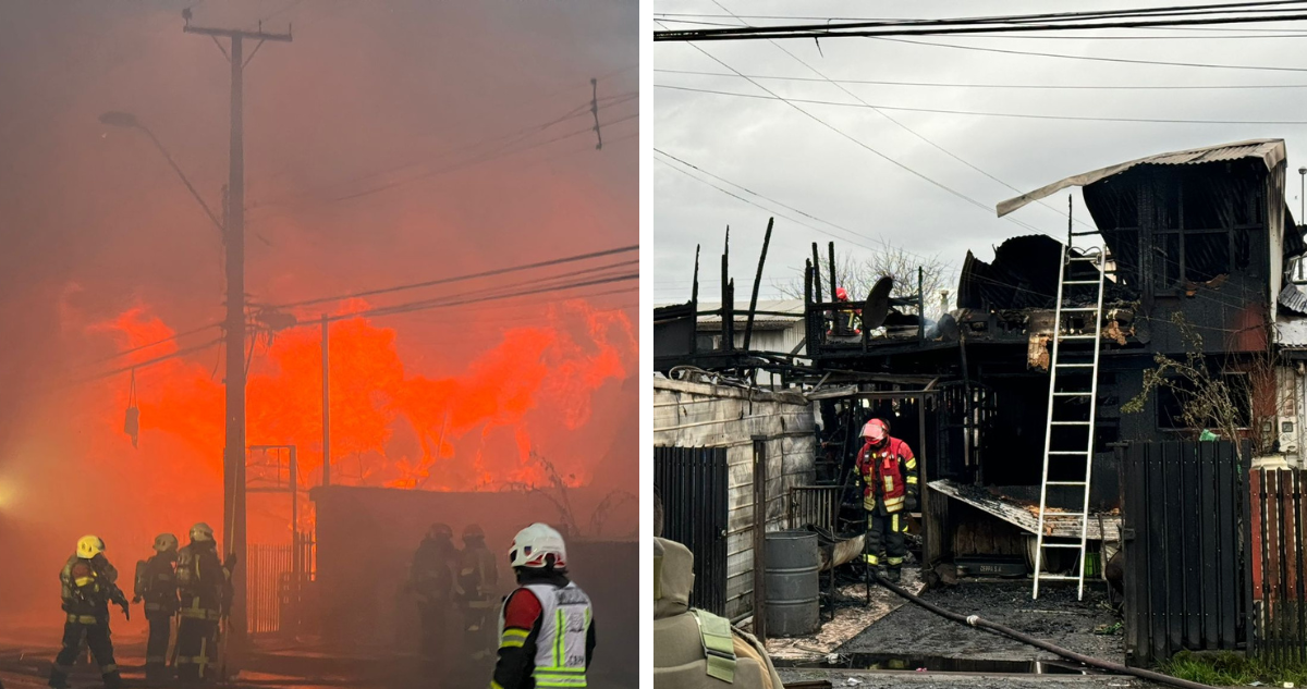Dos adultos y una niña mueren en voraz incendio en Puerto Montt: hay 25 damnificados