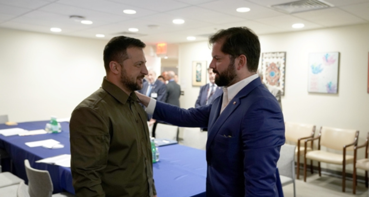 Encuentro de Gabriel Boric con Volodimir Zelenski en Nueva York en septiembre de 2023