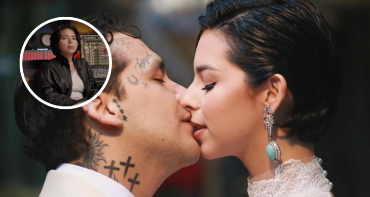 Angela Aguilar junto a Christian Nodal en su matrimonio