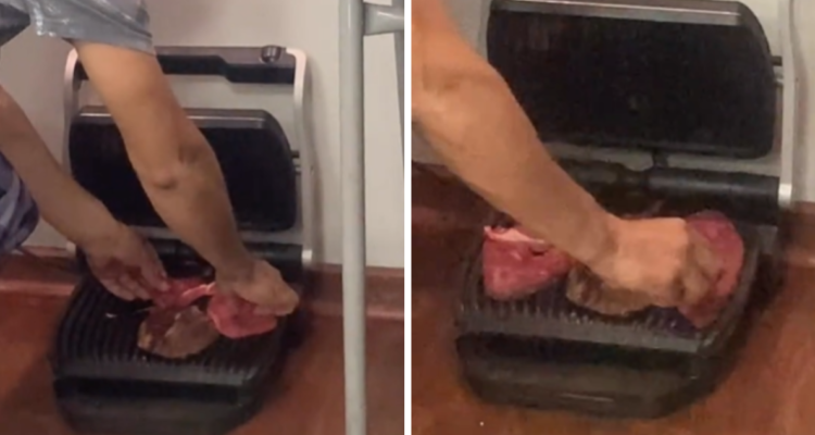 “El que resuelve”: presidente de mesa improvisó un asado en una sandwichera en pleno local de votación