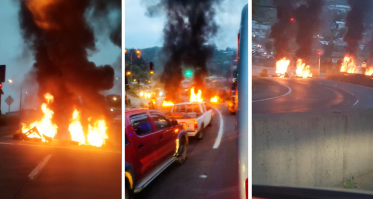 Barricadas instaladas en ruta entre Penco y Tomé