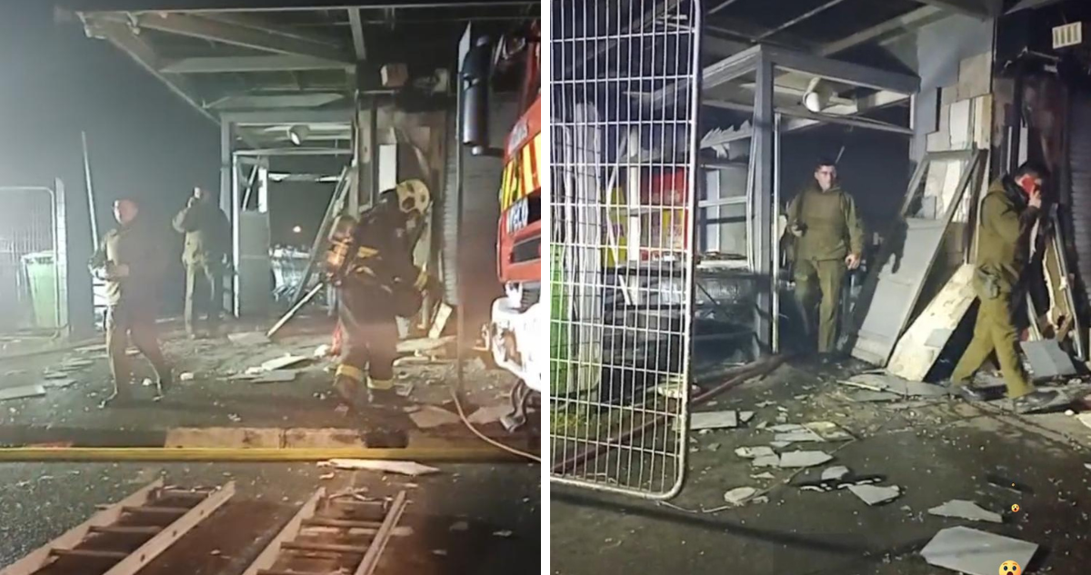 Carabineros y bomberos en supermercado de Paillaco tras detonación de cajero