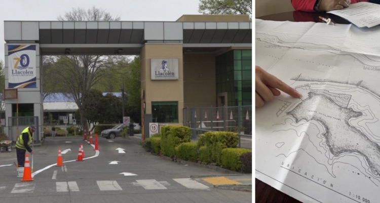 Frontis de Campos Deportivos Llacolén por ocupación de Laguna Chica en San Pedro de la Paz