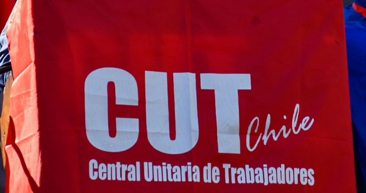 Bandera de la CUT por desempleo en La Araucanía