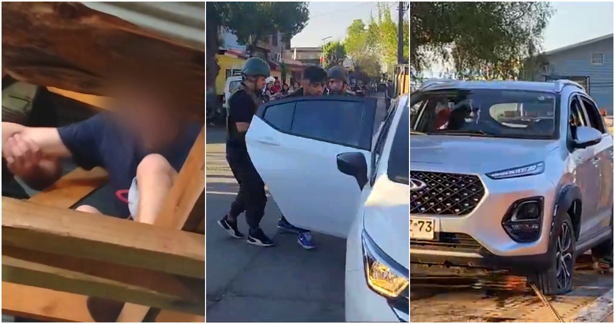 Detienen a sujetos que iban en auto robado, atropellaron a carabinero y que se escondieron entretecho