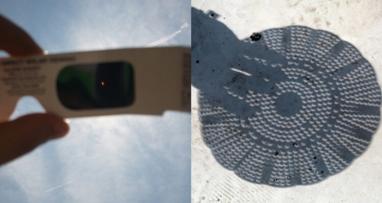 Fotos para ilustrar las formas de ver el eclipse solar sin lentes de protección