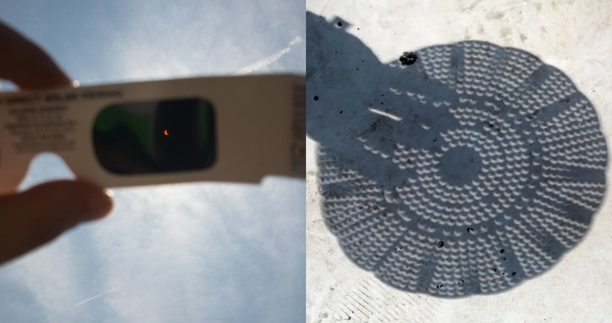 Fotos para ilustrar las formas de ver el eclipse solar sin lentes de protección
