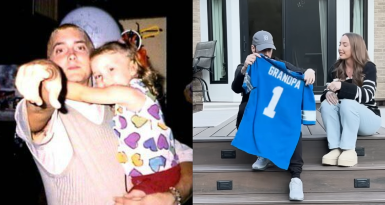 Eminem junto a su hija Hailie Jade Scott Mathers en su infancia y ahora que anunció que será abuelo