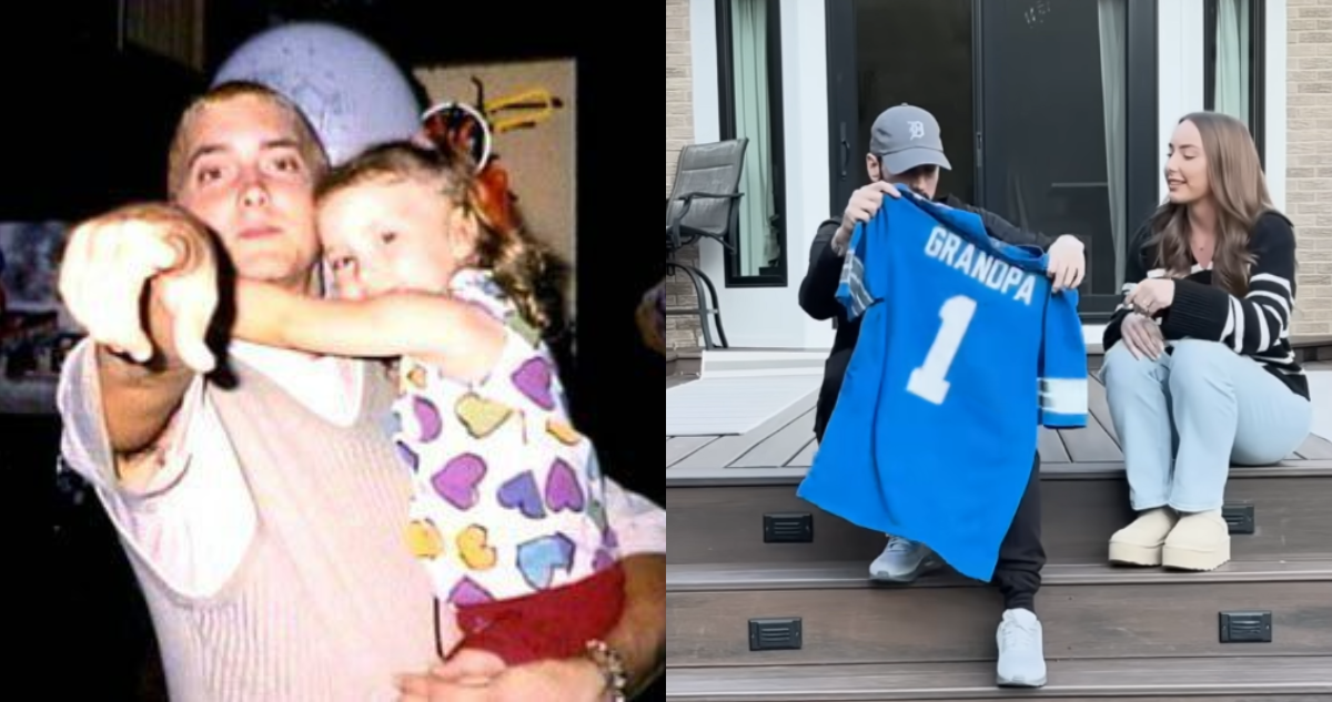 Eminem junto a su hija Hailie Jade Scott Mathers en su infancia y ahora que anunció que será abuelo