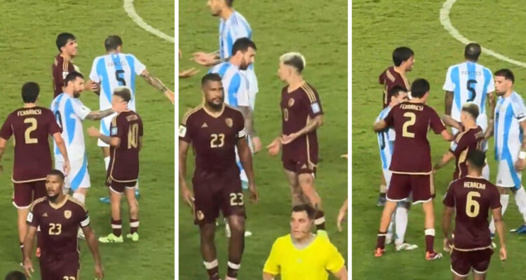 Lionel Messi y Yeferson Soteldo se ‘pelearon’ en duelo de Eliminatorias.