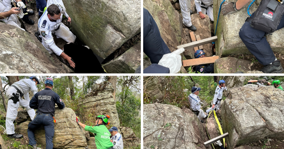 Estuvo 7 horas: mujer queda atrapada boca abajo entre dos rocas, tras intentar recuperar su teléfono.