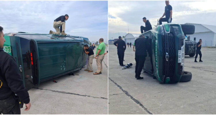 Gendarmes se volcaron en vehículo blindado nuevo durante ejercicio de práctica en Cerrillos