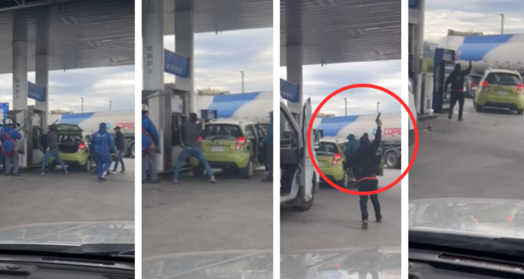 Sujetos agreden a bomberos de servicentro en Concepción y cliente los defendió disparando al aire