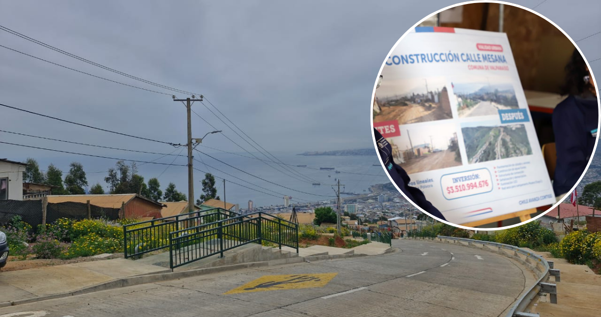 Finalizan obras de pavimentación de calle Mesana en Valparaíso: inversión alcanzó los $3.500 millones