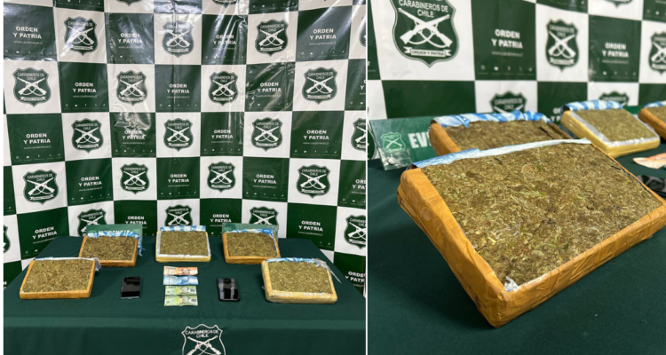 Dos detenidos y más de 5 kilos de droga incautada deja procedimiento en Hijuelas