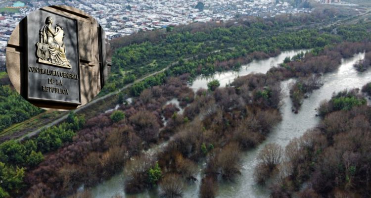 Logo de Contraloría y de uno de los humedales cercanos a río Cautín