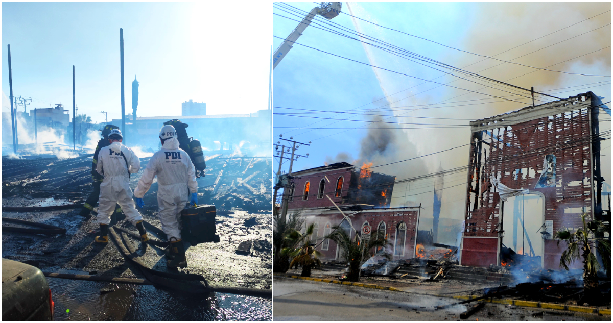 Investigan circunstancias de incendio que devastó histórica Parroquia en Iquique