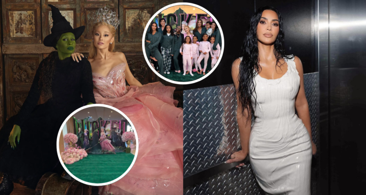 Fotografías de Wicked y de Kim Kardashian en referencia a función anticipada de la película en su casa