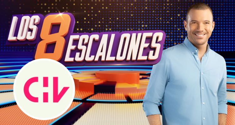 Poster promocional de Los 8 escalones de Julián Elfenbein y logo de CHV