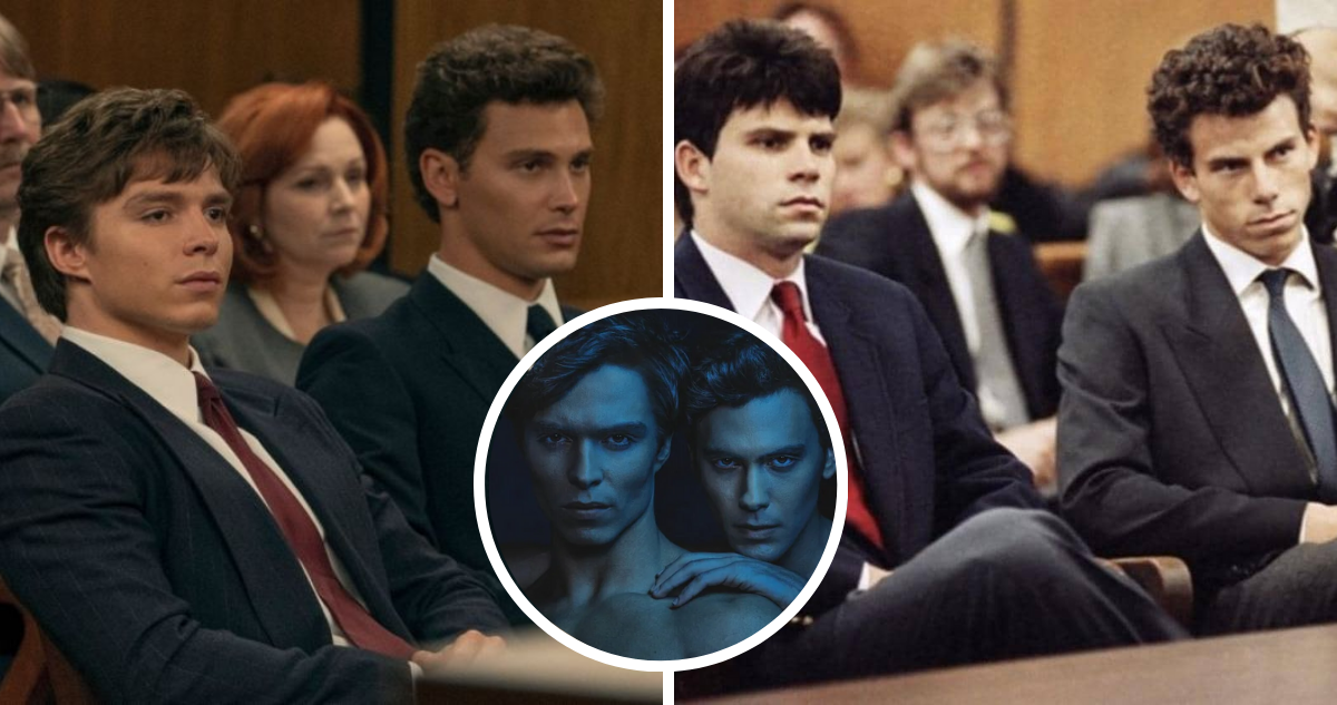 Capturas de la serie Monsters y del juicio real de los hermanos Lyle y Erik Menendez en referencia a posibilidades de reabrir el caso