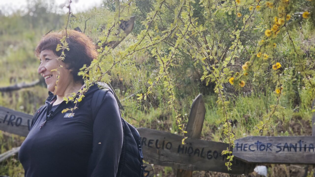 Ministra Cifuentes en la quebrada del Cerro Redondo, Cuesta Chada.