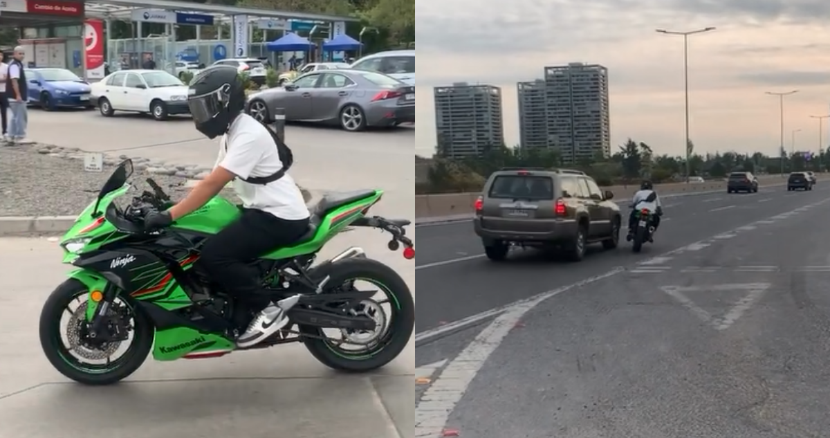 Viralizan irresponsable actuar de motociclista que provocó accidente en la Costanera Norte