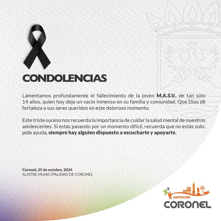 Condolencia municipalidad de coronel