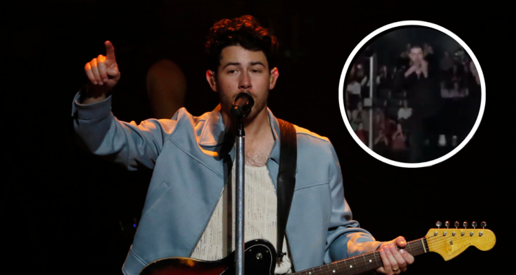 Nick Jonas en concierto en referencia a impasse ocurrido en show de Praga