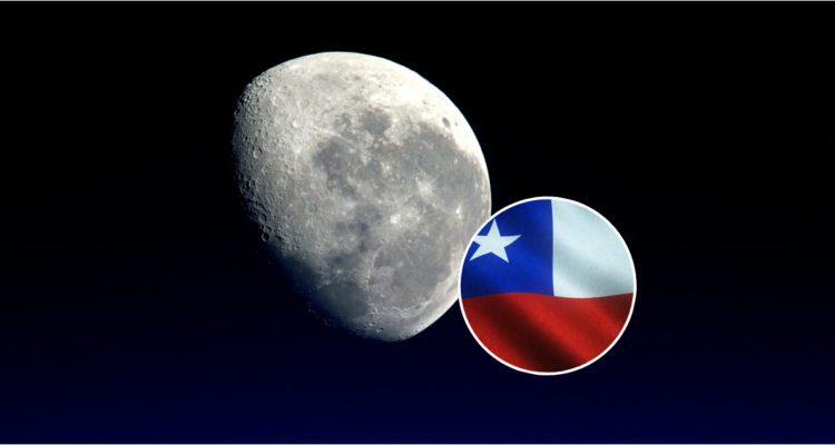 Foto de la Luna y la bandera de Chile para ilustrar la firma de los Acuerdos Artemis