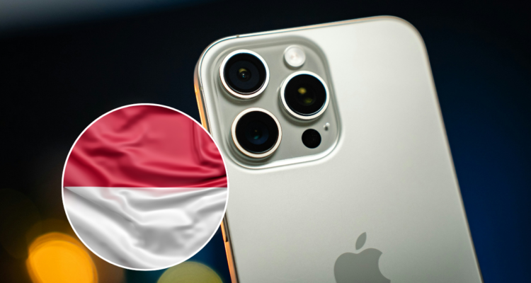Foto de una bandera de Indonesia y el iPhone 16